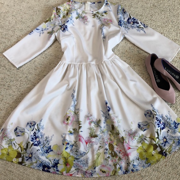 Dresses & Skirts - White and floral dress